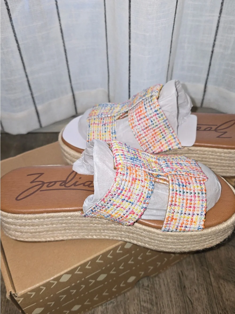 Zodiac Multicolor Tweed Espadrille Platform Slides